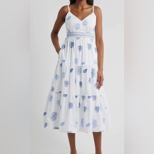 New Lilly Pulitzer Zanna Embroidered Cotton Resort White Size 16 Midi Seashells